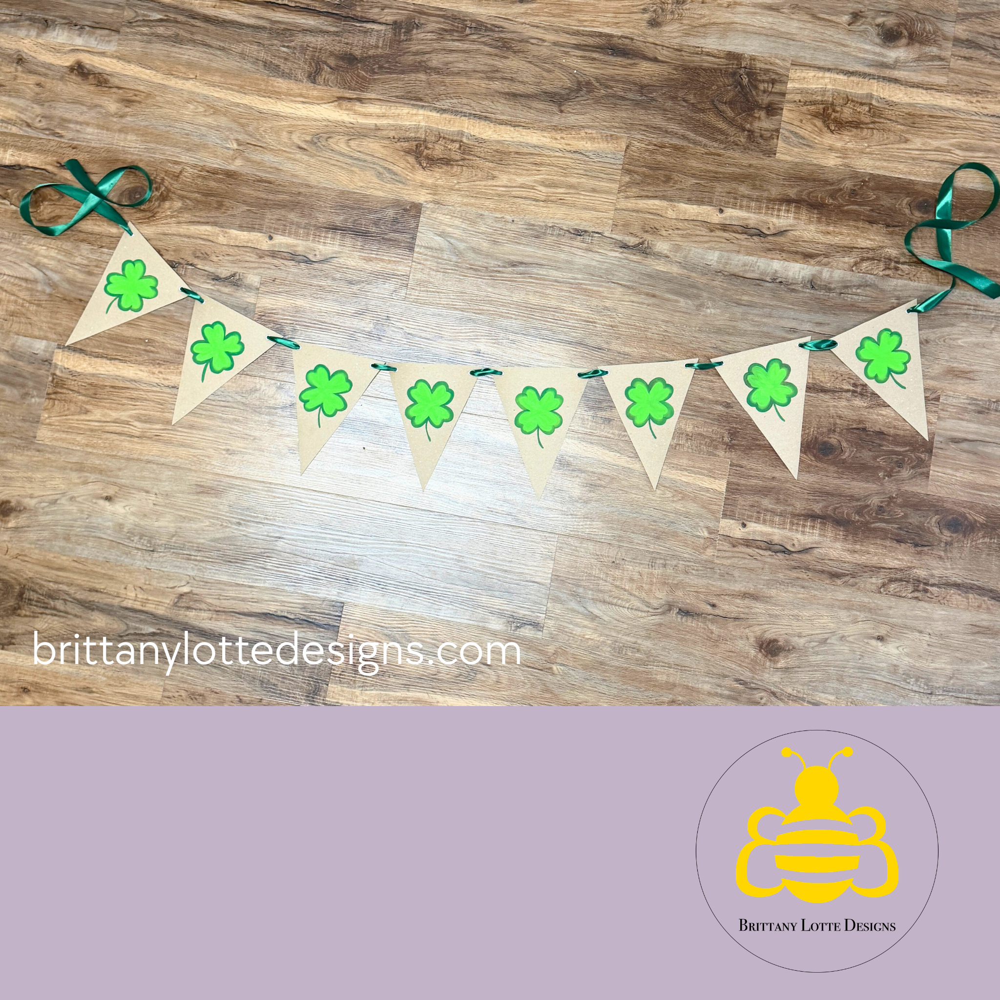 Hand‑Painted Shamrock Four Leaf Clover Bunting Banner