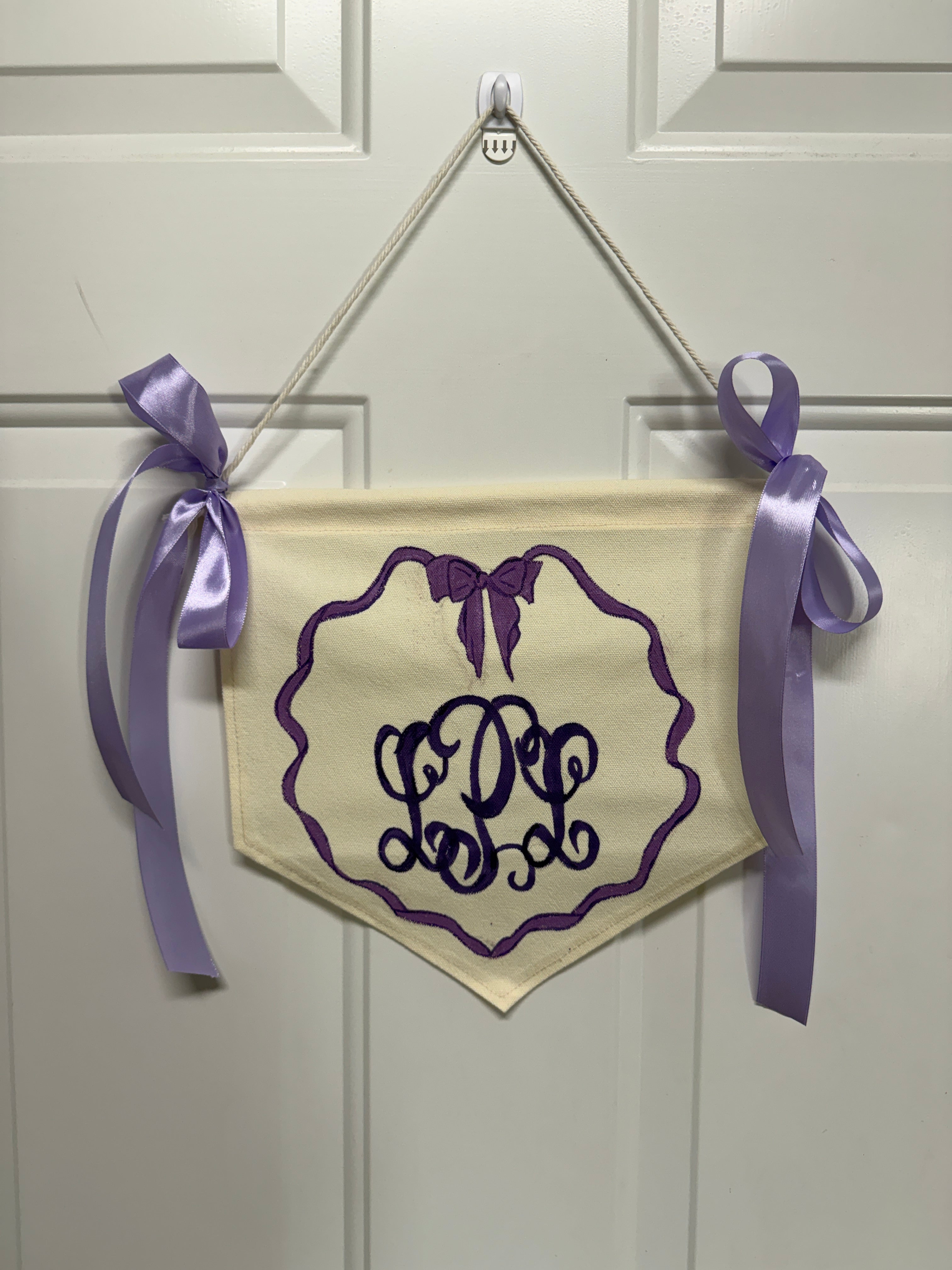 Custom Hand-Painted Monogram/ Name Banner – 10” x 11” Canvas Keepsake