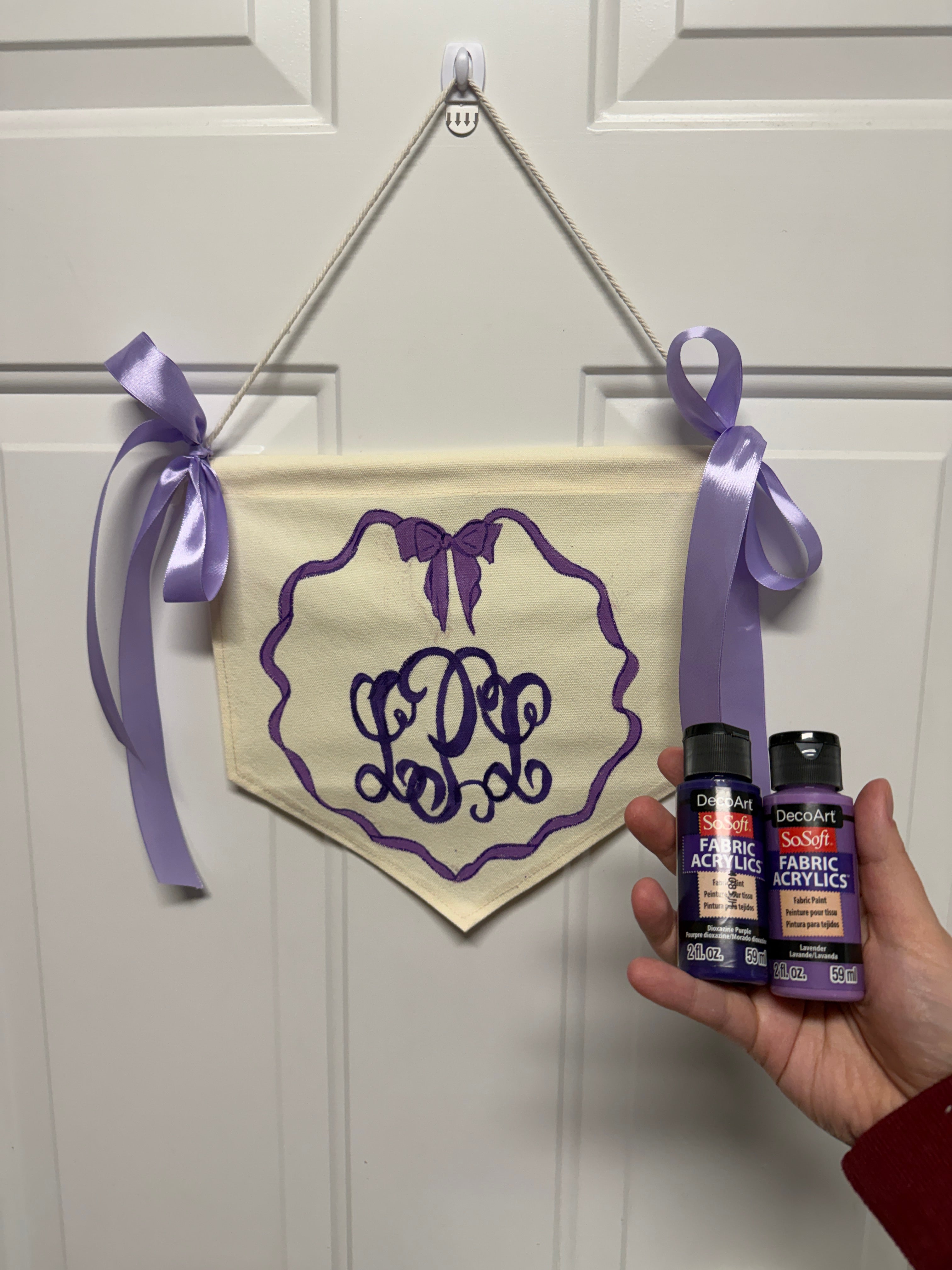 Custom Hand-Painted Monogram/ Name Banner – 10” x 11” Canvas Keepsake